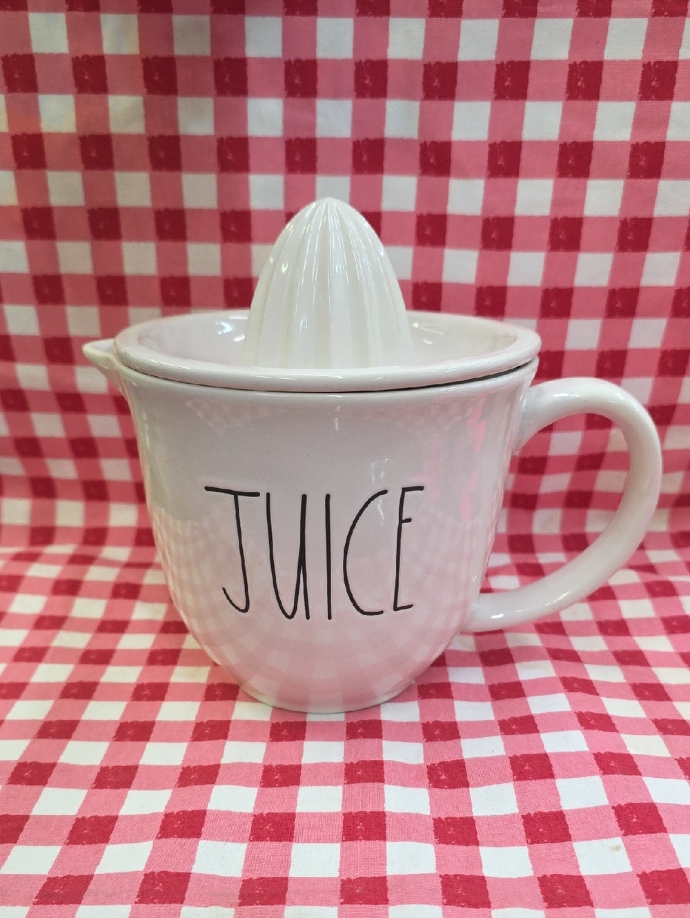 Rae Dunn Pink and White Ceramic Mug